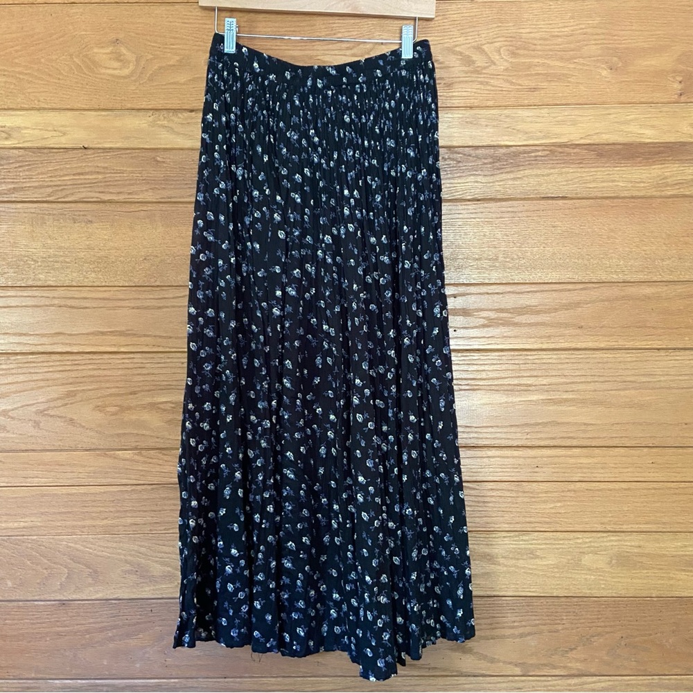 Vintage 90s New Direction ditsy floral cotton navy maxi skirt - Picture 1 of 4